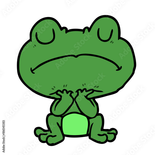 cartoon frog waiting patiently