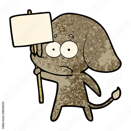 cartoon unsure elephant with protest sign
