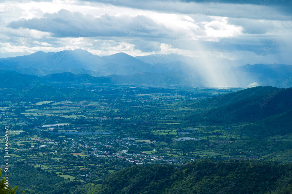 Panoramic view of Salama, from viewpoint on the road.