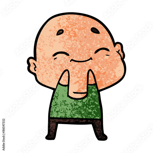 cartoon happy bald man