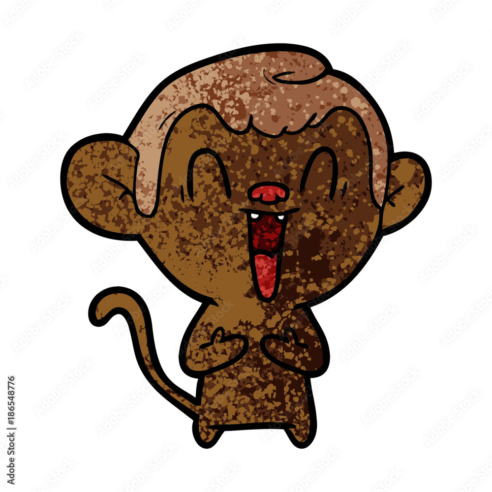 Obraz premium cartoon laughing monkey