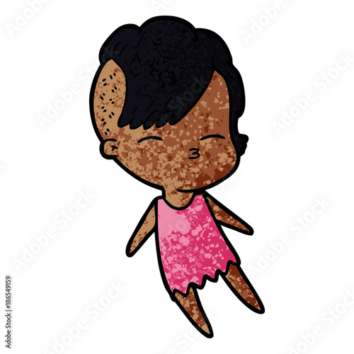 cartoon squinting girl