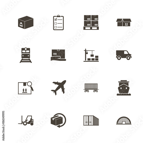 Cargo icons. Perfect black pictogram on white background. Flat simple vector icon.