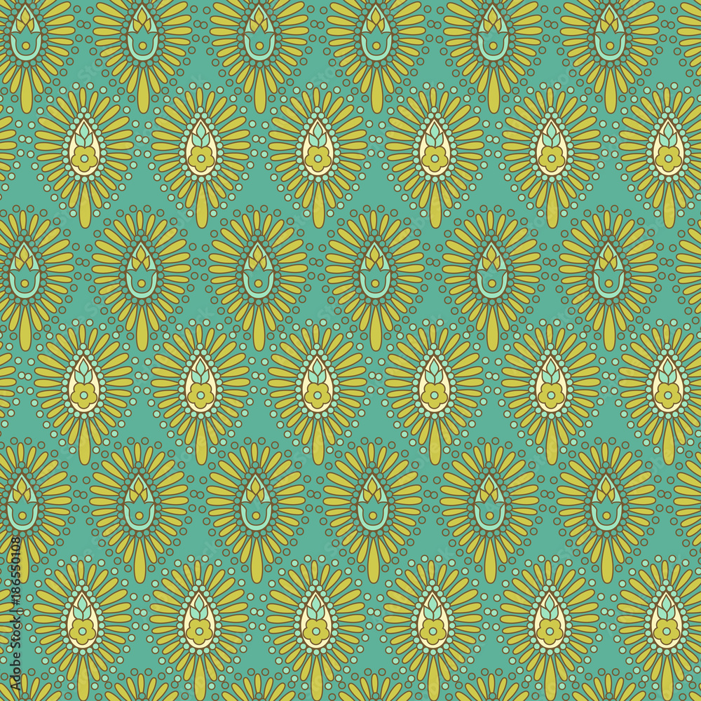Floral Pattern. Seamless Asian Textile Background