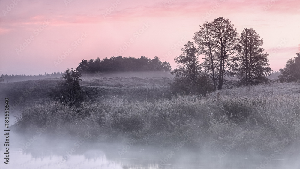 mroźny poranek nad rzeką Łyną