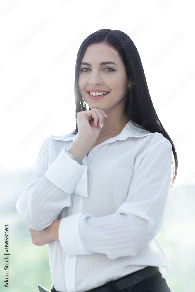 close-up face of modern successful young woman close-up face of modern successful young woman
