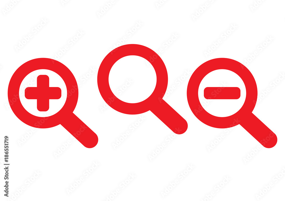 Zoom in and out magnifying glass icon vector. Search icons. Zoom in and out magnifying glass icon vector. Search icons.
