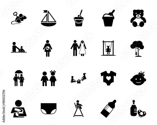 Childhood icon set