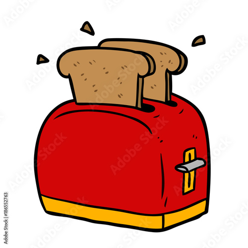 cartoon toaster toasting bread