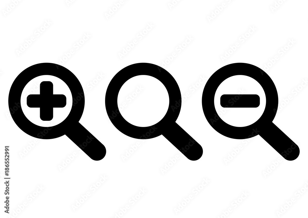 Zoom in and out magnifying glass icon vector. Search Zoom in and out magnifying glass icon vector. Search