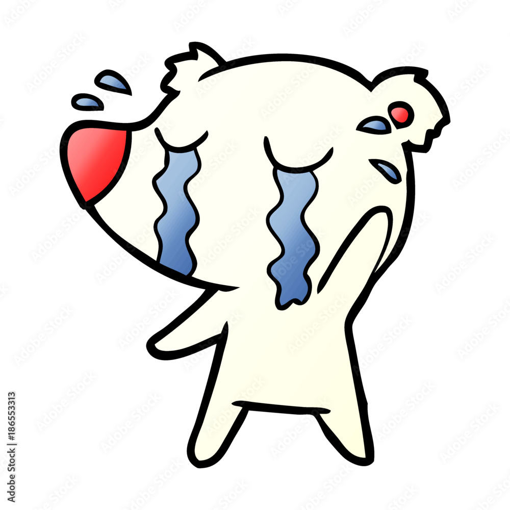 Fototapeta premium sad little polar bear cartoon