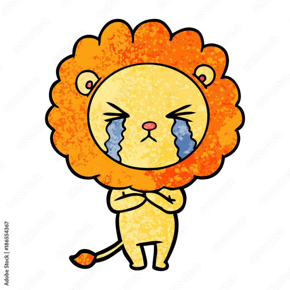 Naklejka premium cartoon crying lion