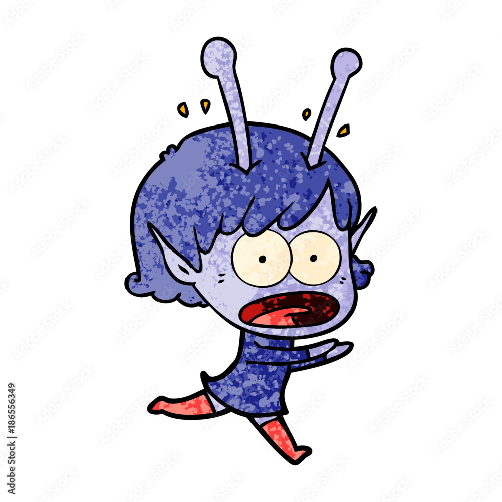 cartoon shocked alien girl cartoon shocked alien girl