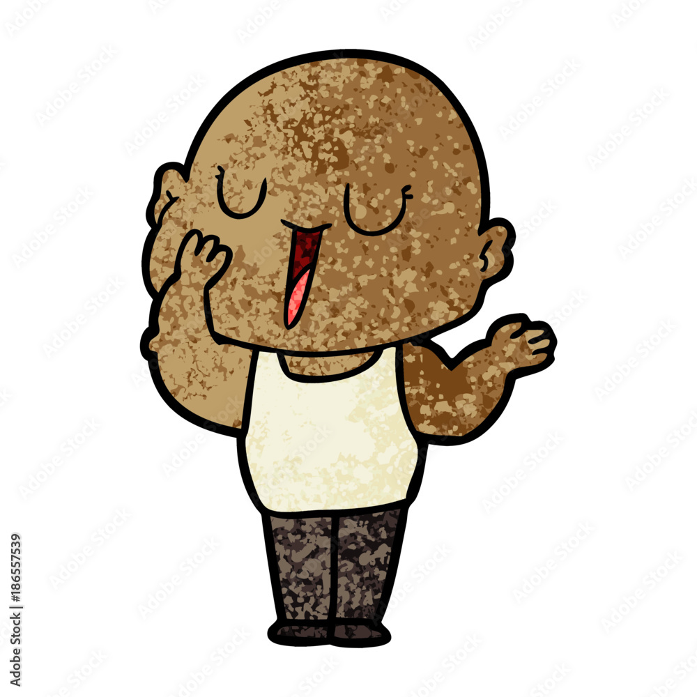 happy cartoon bald man yawning happy cartoon bald man yawning