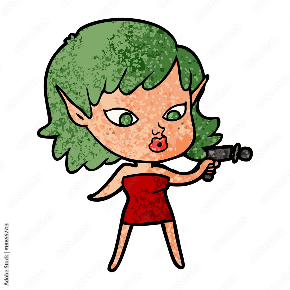pretty cartoon girl with ray gun pretty cartoon girl with ray gun