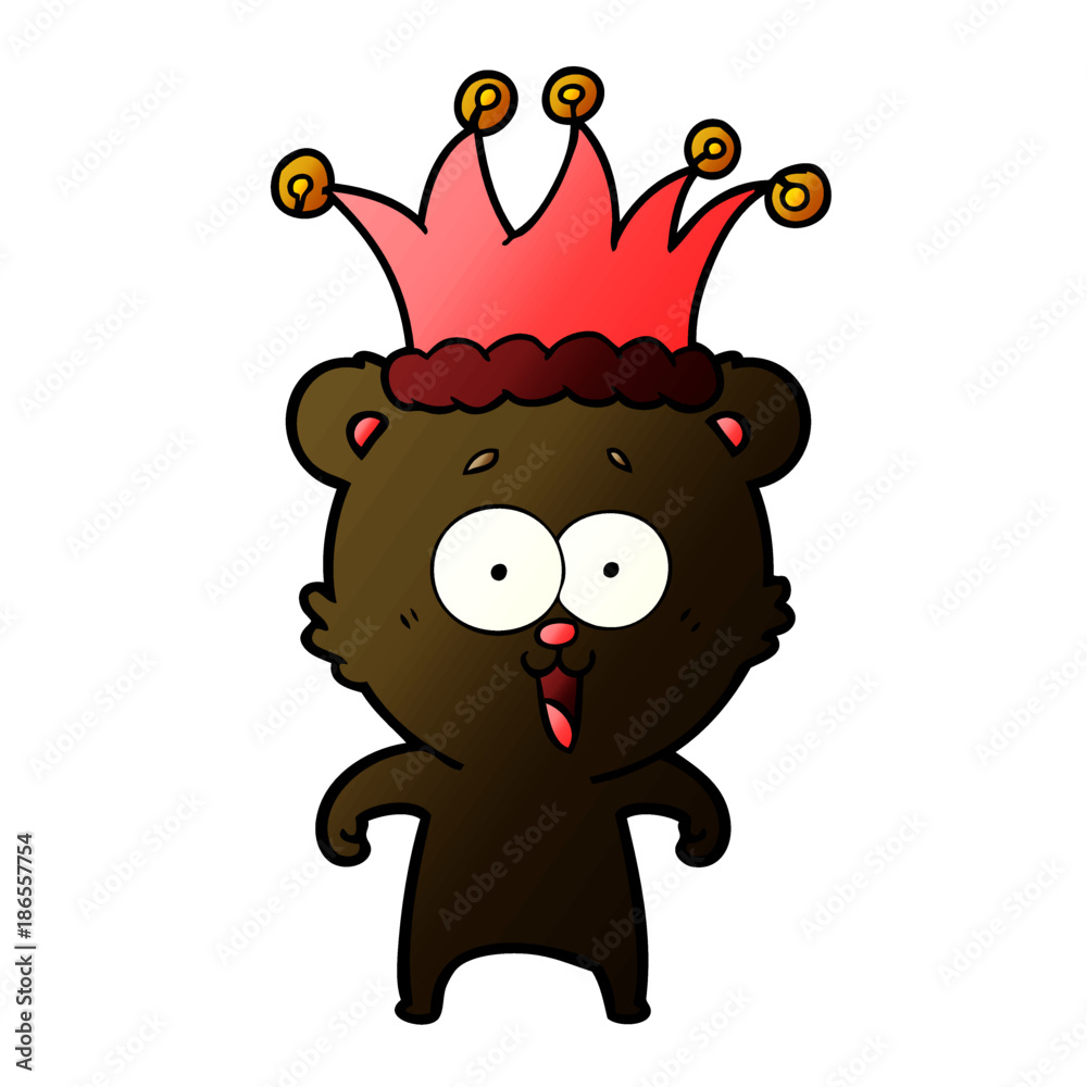 Obraz premium laughing teddy bear cartoon wearing hat