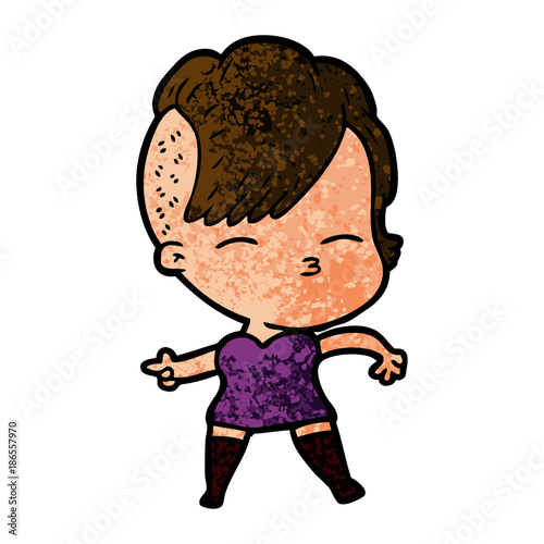 cartoon squinting girl