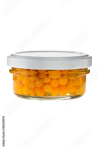 Hot aji charapita in glass on white background