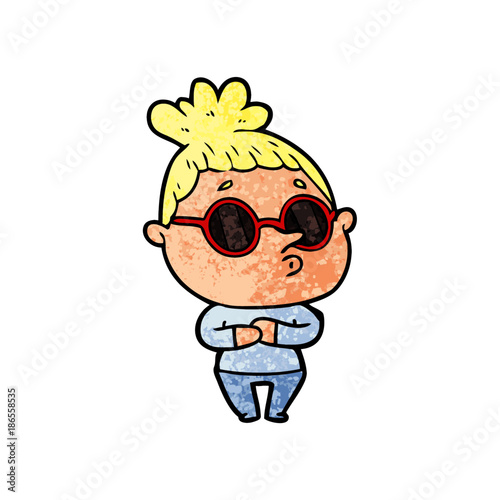 cartoon woman wearing sunglasses