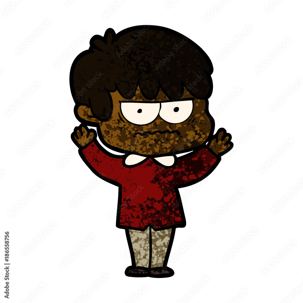 annoyed cartoon boy
