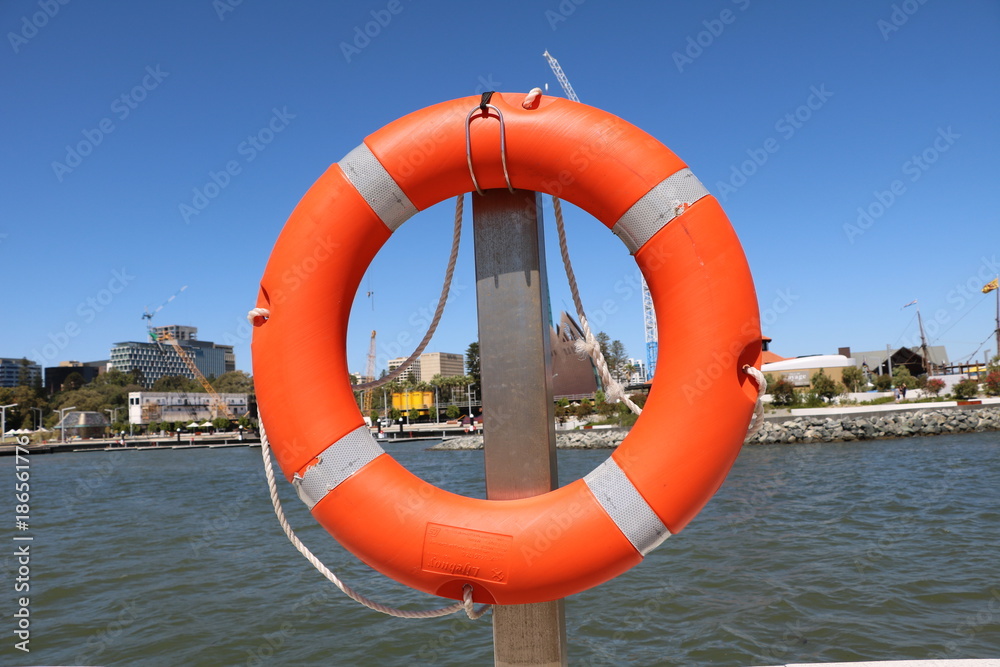 Lifebuoy at Elizabeth Quay in Perth, Western Australia