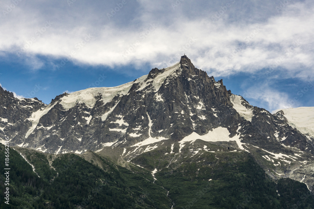 Alps in June. View of the Mont Blanc massif.