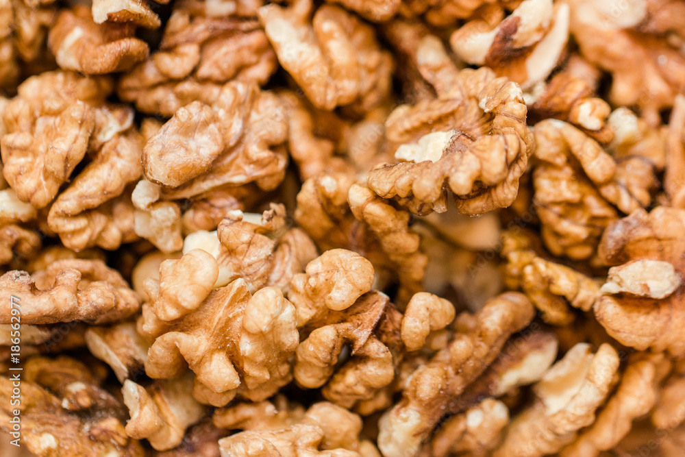 Close-up of walnuts. Background Close-up of walnuts. Background