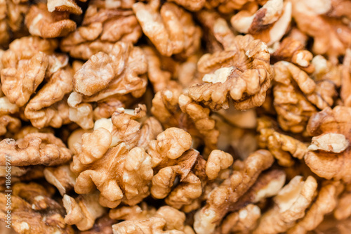 Close-up of walnuts. Background