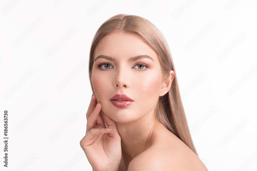 Beauty portrait of young female model with natural make up Beauty portrait of young female model with natural make up
