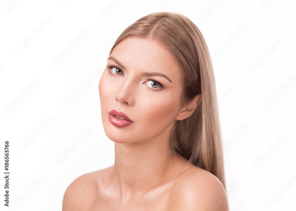 Beauty portrait of young female model with natural make up Beauty portrait of young female model with natural make up