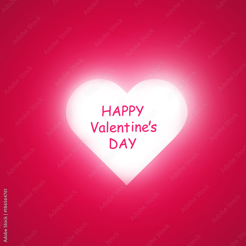 Happy Valentines Day greeting card. I Love You. 14 February. Holiday background with hearts with arrow, light, stars on pink backgraund. Vector Illustration