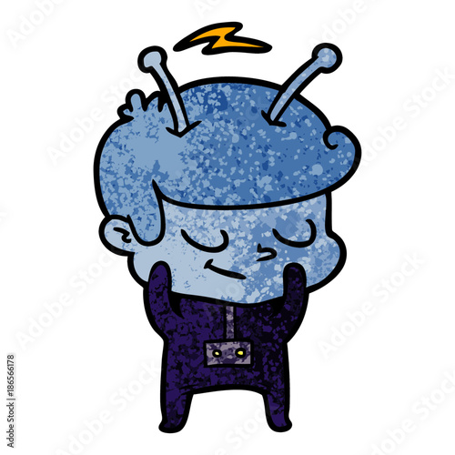 shy cartoon spaceman