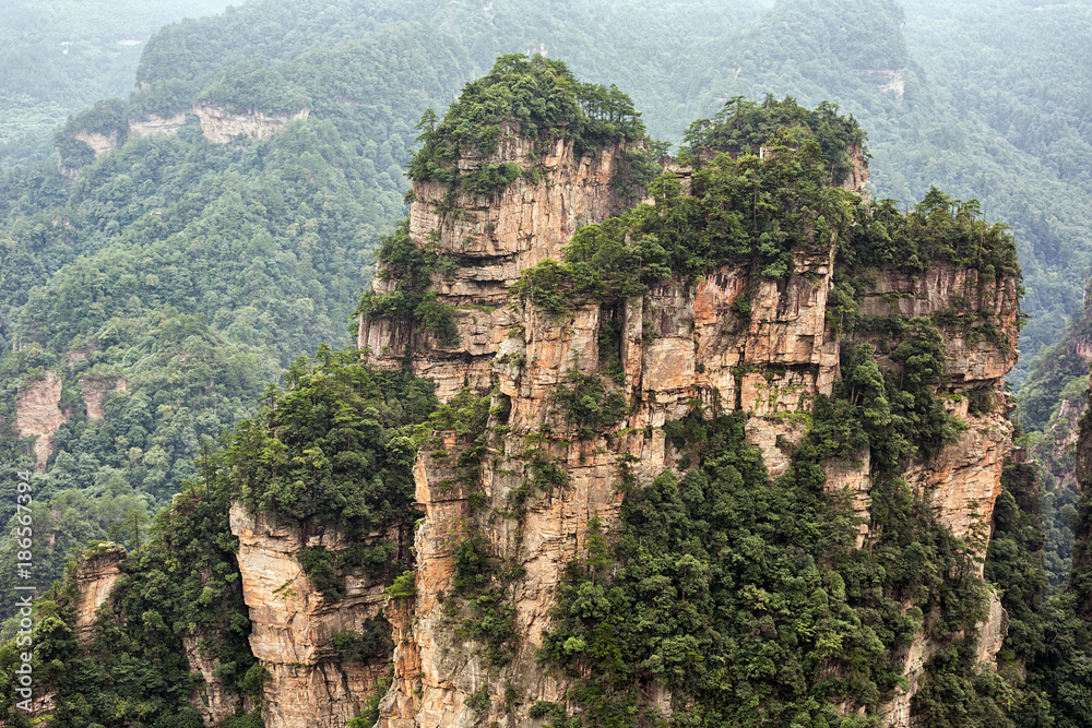 Famous karst mountains in Zhangjiajie, China.