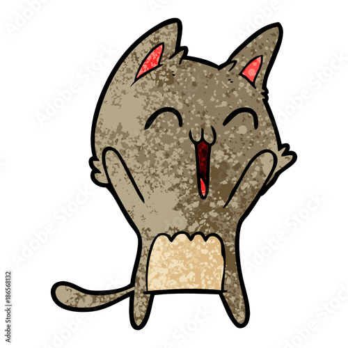 happy cartoon cat meowing