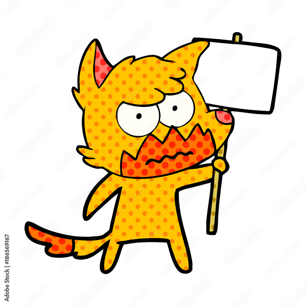 fox cartoon character with protest sign fox cartoon character with protest sign