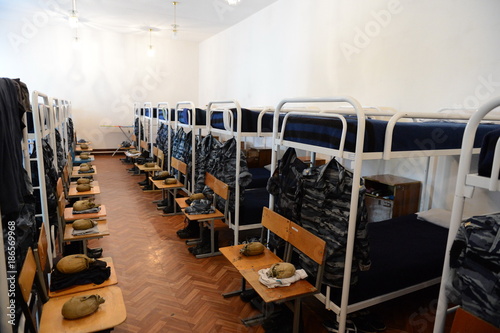 A bedroom in the cadet barracks. photo