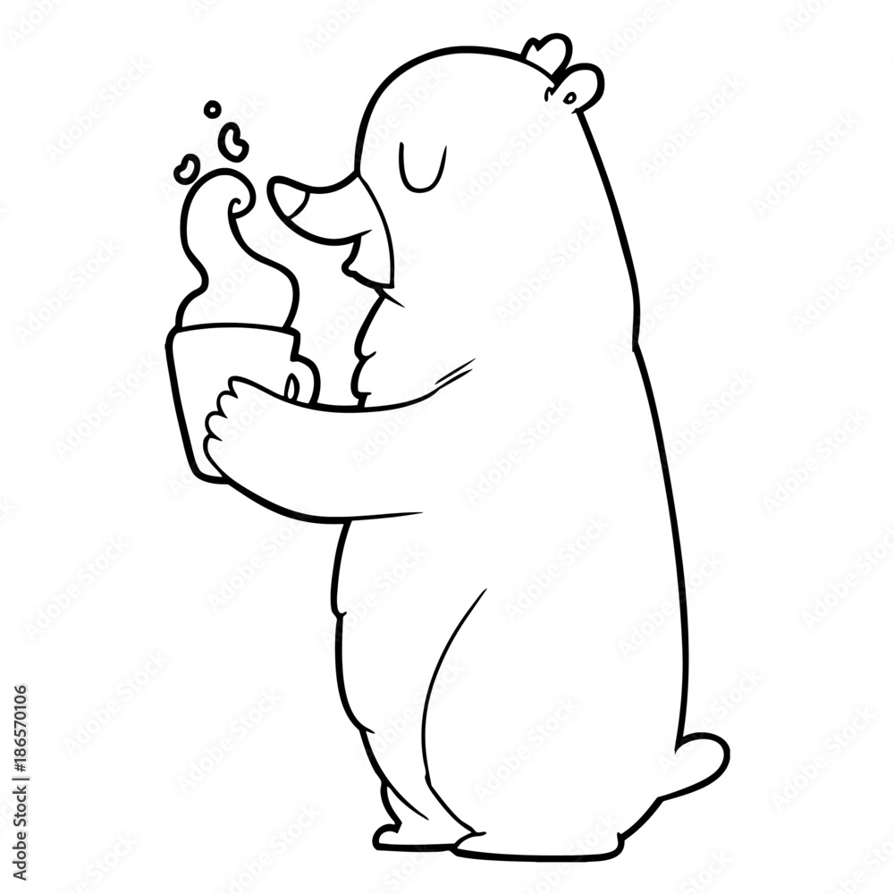 cartoon bear with hot drink cartoon bear with hot drink