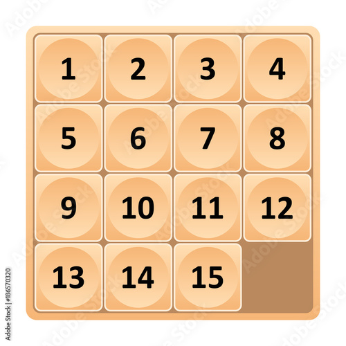 Interface, design for game Fifteen puzzle, vector illustration..
