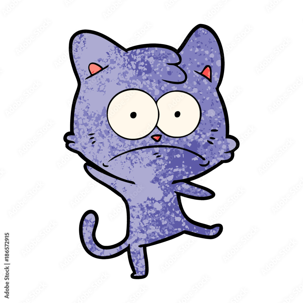 Fototapeta premium cartoon nervous cat