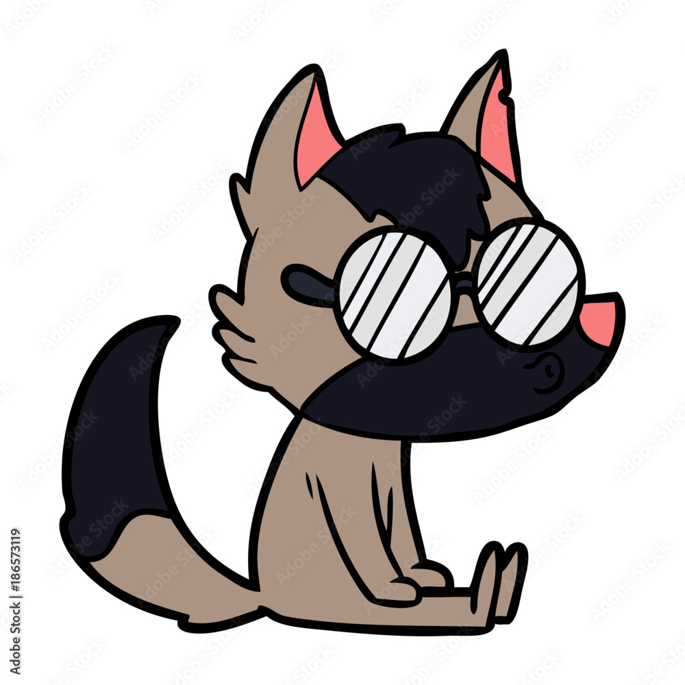 Fototapeta premium cartoon wolf whistling