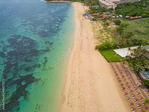 Aerial view of Nusa Dua beach from drone  Bali island  Indonesia