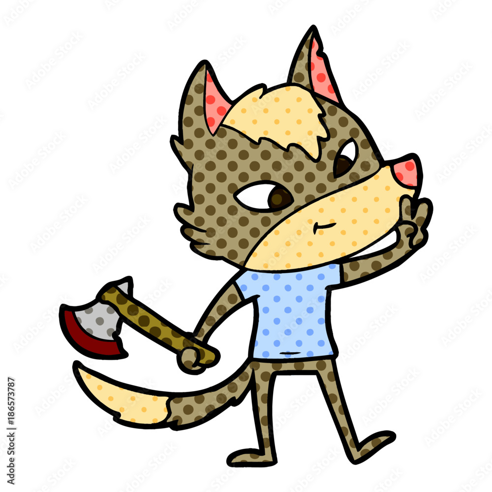 friendly cartoon wolf giving peace sign friendly cartoon wolf giving peace sign