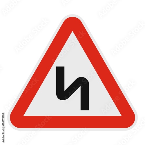 Dangerous turn right icon. Flat illustration of dangerous turn right vector icon for web.