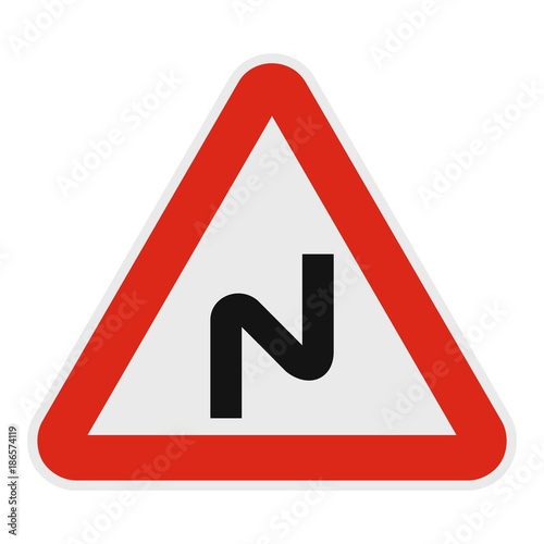 Dangerous turn left icon. Flat illustration of dangerous turn left vector icon for web.