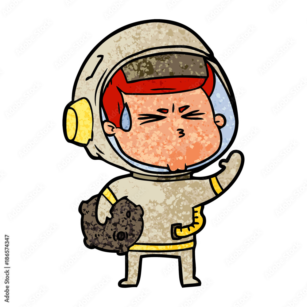 Obraz premium cartoon stressed astronaut