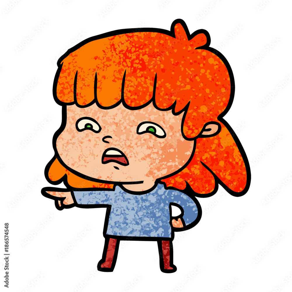 cartoon worried woman