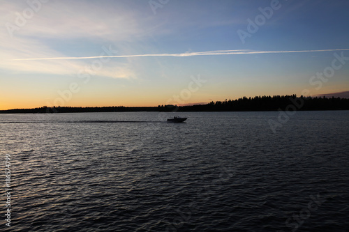 Sunset over a lake in Finland