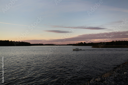 Sunset over a lake in Finland