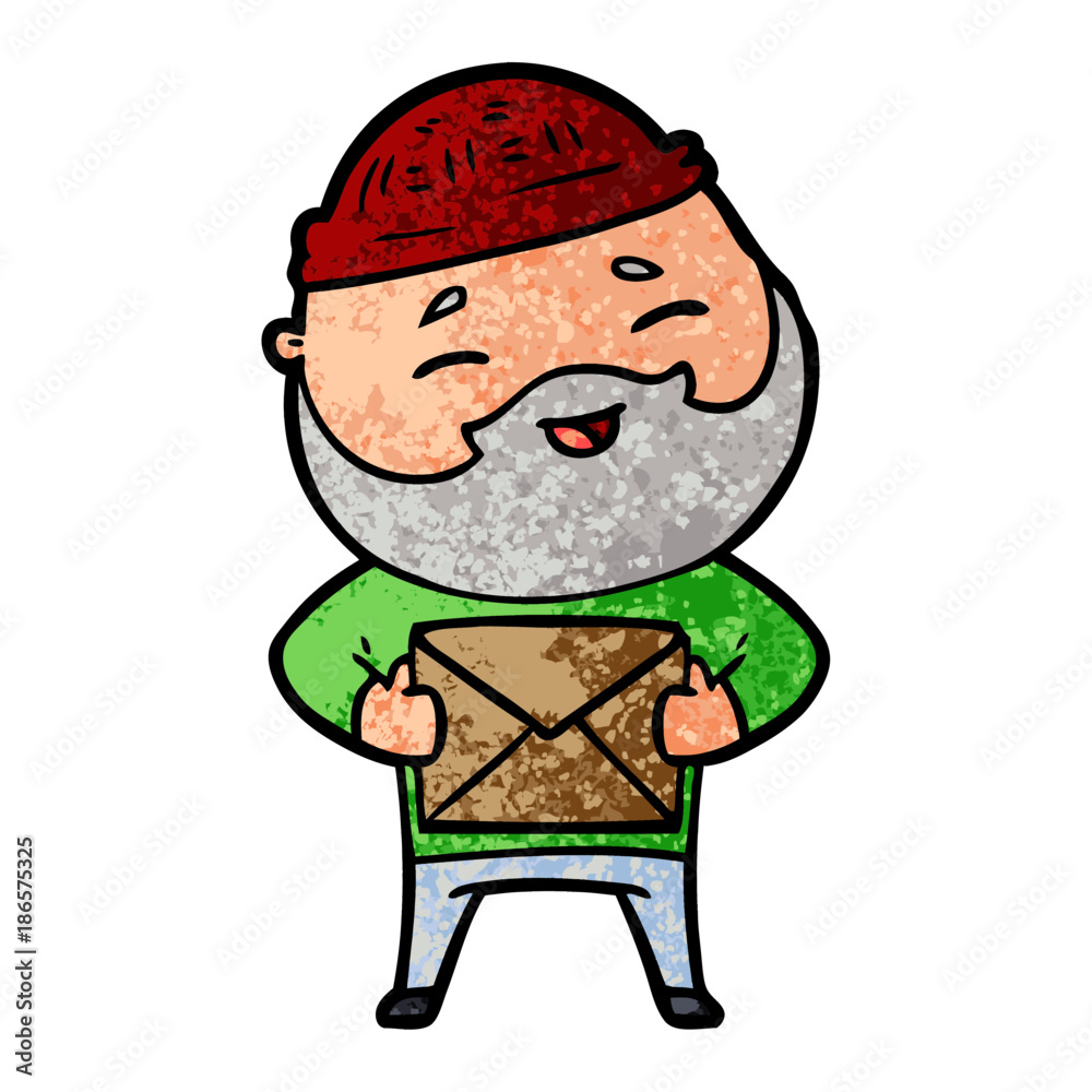 cartoon happy bearded man