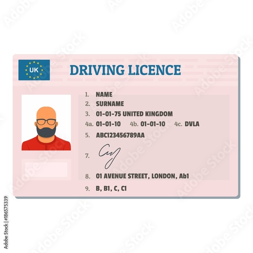 English driving license icon. Flat illustration of english driving license vector icon for web.